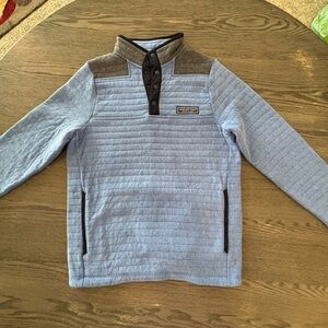 Blue Quilted Pullover with Black Accents